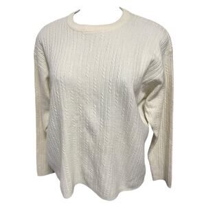 Large Rena Rowan Saville‎ Wool Blend Womens Vintage Sweater Cream Cable Knit